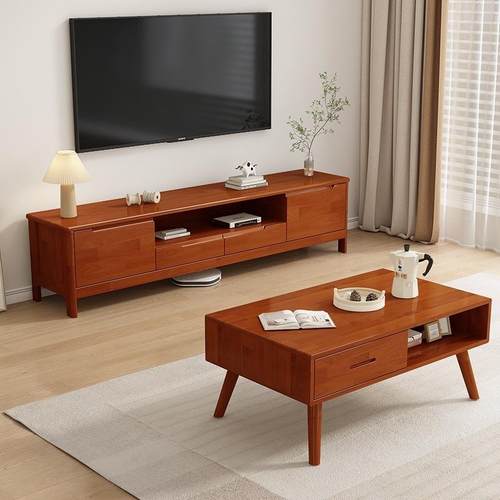 实电柜茶视客几组合多尺寸储物柜地柜影视柜现代简约木家用厅OSK