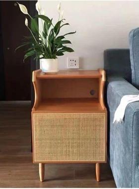 床头CD100613柜藤编日柜式矮户柜角柜卧室小斗柜小型储物杂书柜志