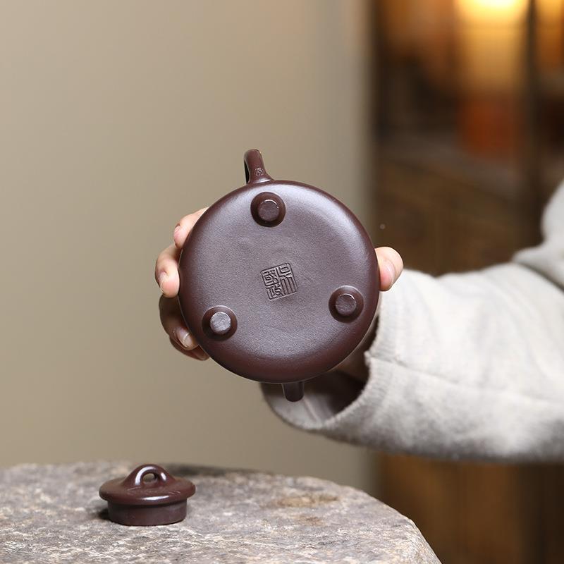 原矿紫泥纯手工刻绘子冶石瓢1AMI6兴0M夫L宜紫砂壶中功式泡茶壶茶