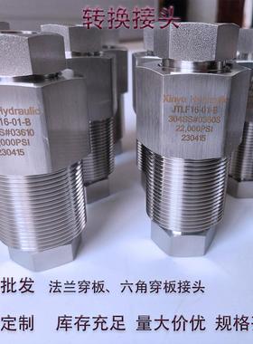 法穿板接头不锈兰头钢高压螺纹接六角78424穿板换转接头