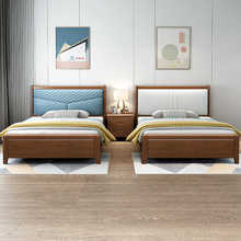 现代简约软包全实木单人床1.2米1.35小户型儿童床1.5米高箱储物床