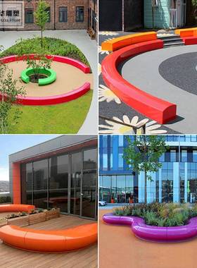 户外玻璃钢坐凳异形树池公园学校小区长条凳商场休闲座椅落地座椅