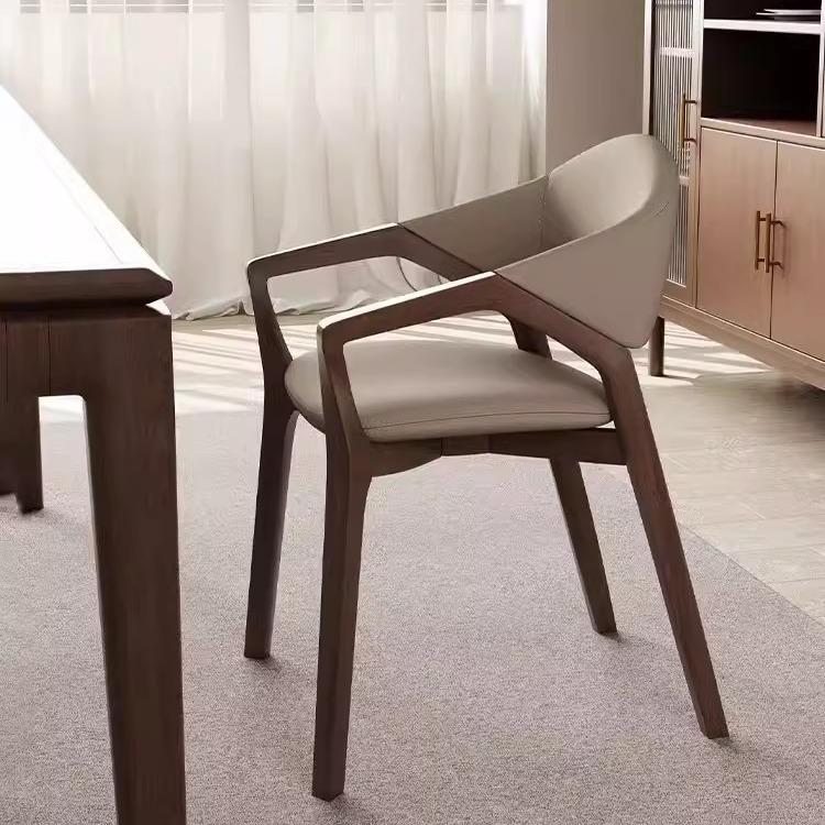 意式极简白蜡木实木餐椅家用餐椅民宿设计师带扶手靠背椅北欧椅子