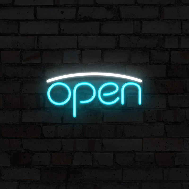 外贸广告灯霓虹灯字母灯open装饰灯彩色灯黑色底板