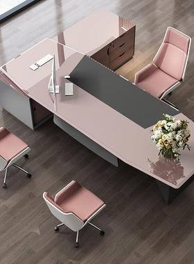 烤漆老板桌女总裁桌时尚经理桌主管桌现代简约办公家具大班台