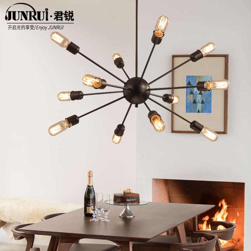 loft美式乡村复古工业风欧式餐厅吧台创意人造卫星吊灯铁艺吊灯
