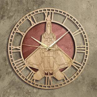 木制挂钟F22猛禽单座双发高隐身战斗机造型墙钟墙面装 饰壁钟