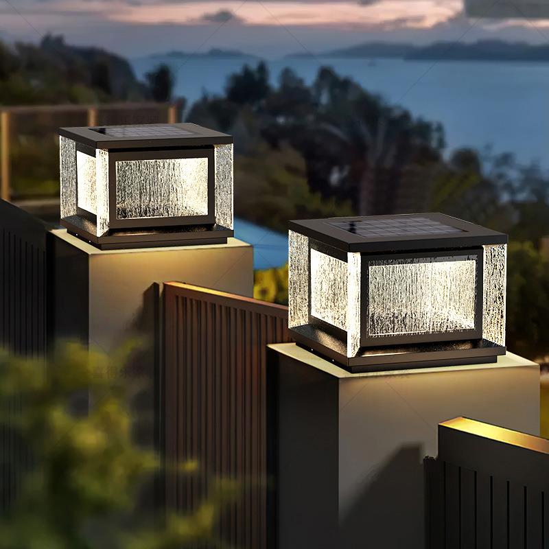 太阳能柱头灯LED户外防水庭院别墅墙头围墙柱子大门口家用门柱灯