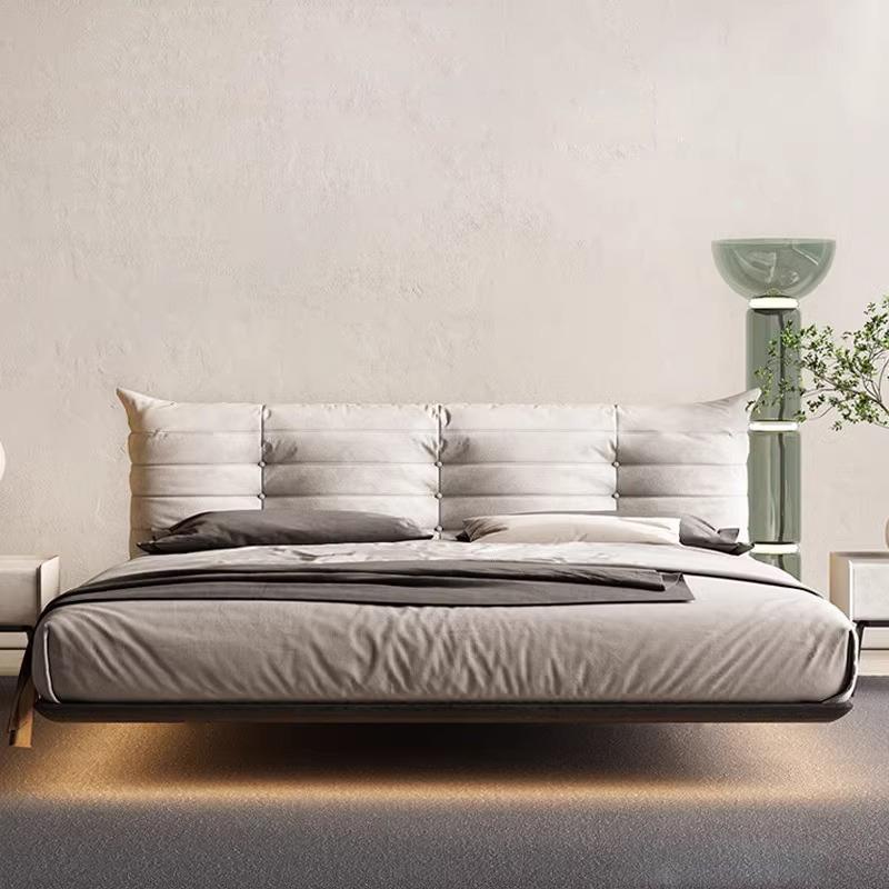 悬浮床2023年新款磨砂布艺床现代简约主卧大床意式轻奢齐边悬空床