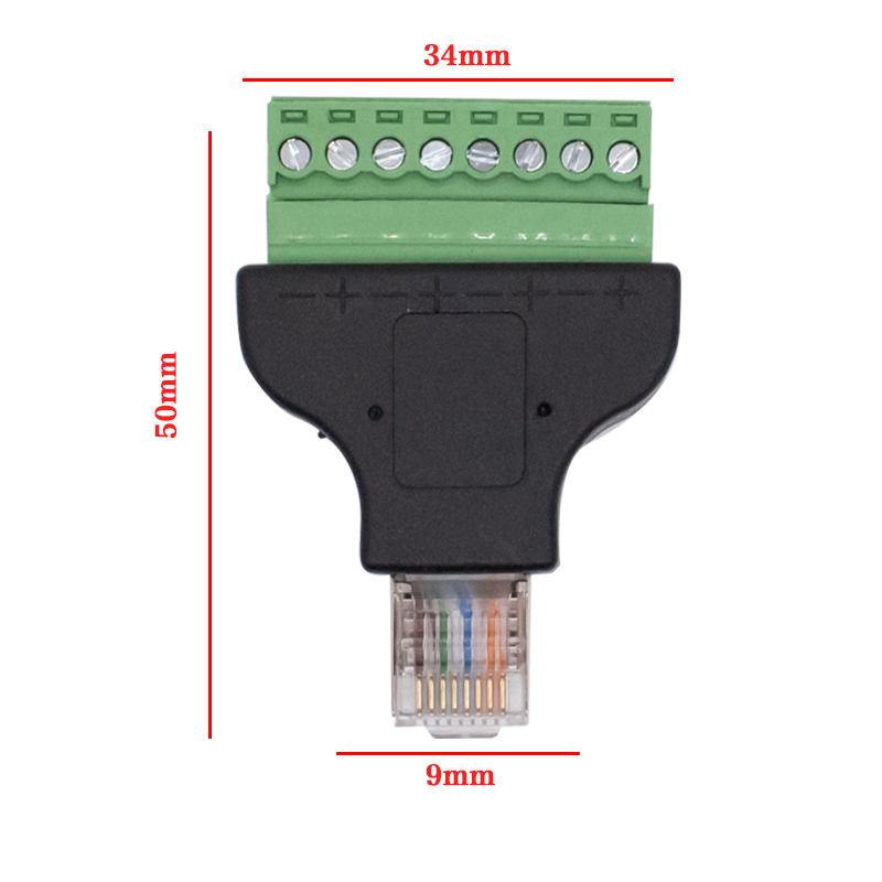 网路线延长器8hP8C水晶头母座RJ45转8Pin端子免焊接绿色网络接线