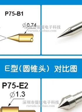 测试针P75-B1探针可伸缩弹华荣华簧顶针头圆爪尖头H2/A/EX/F/G/Q1