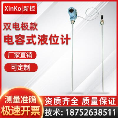 双电极电容式液位计变送器防腐耐高温射频导纳料位计插入传感器
