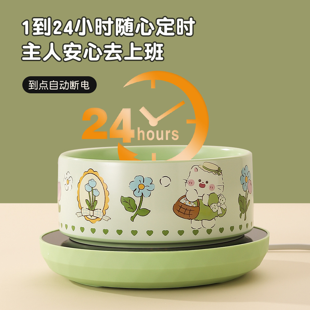 萌莳咕猫咪恒温饮水碗陶瓷碗