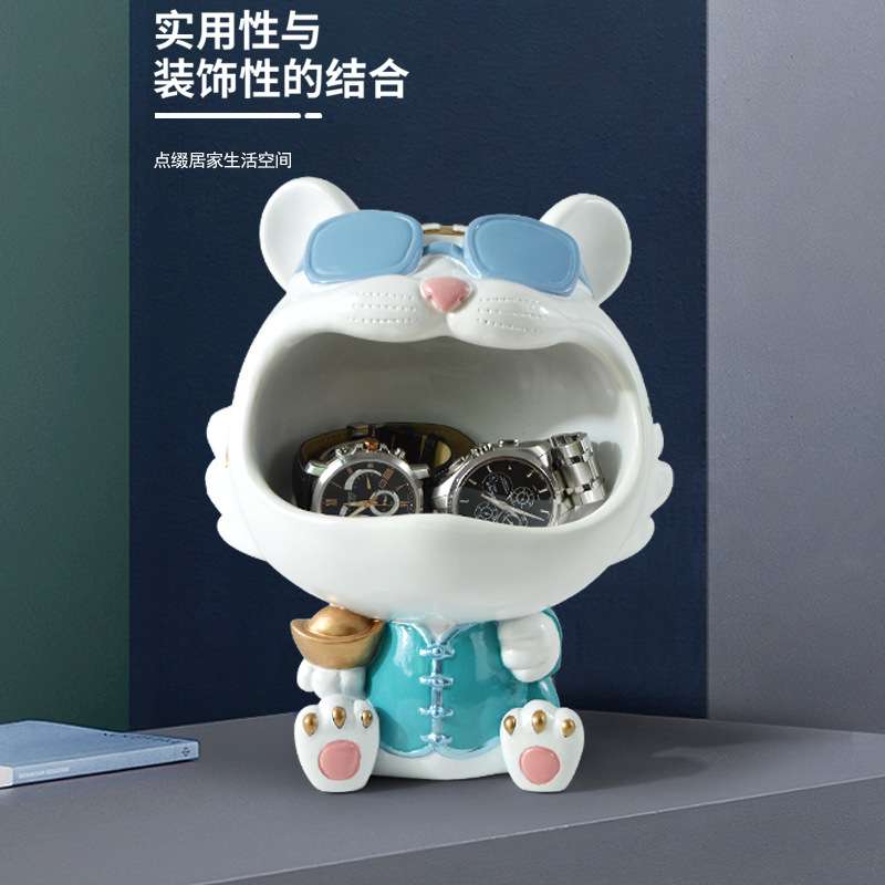 跨境 入户招财猫玄关摆件钥匙收纳桌面家居装饰品乔迁新居礼物