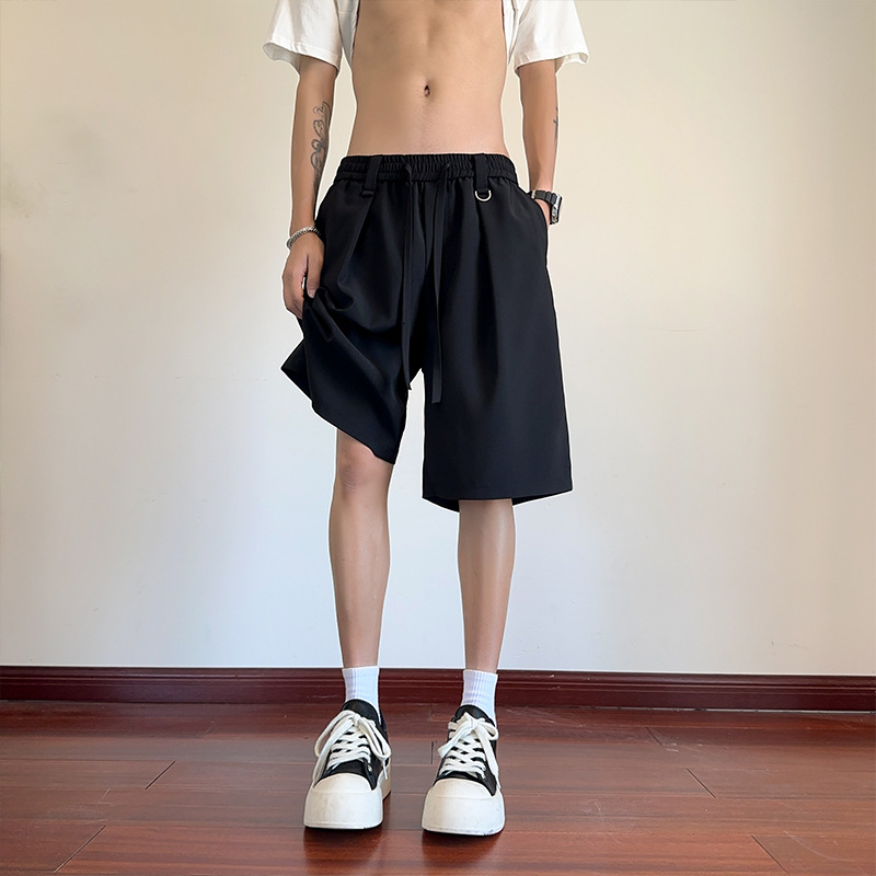 日本无印MUJIE冰丝西装短裤男夏季薄款潮牌美式凉感速干中裤宽松