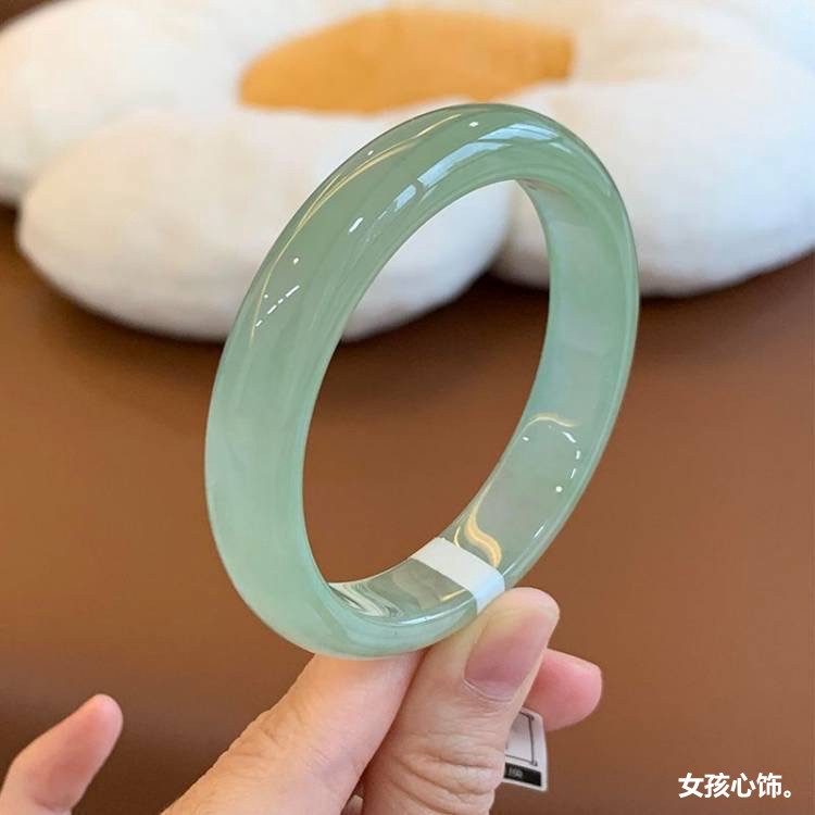 日本品质冰种晴水天然缅甸翡翠玉手镯女款油青冰透高端翡翠正圈浅