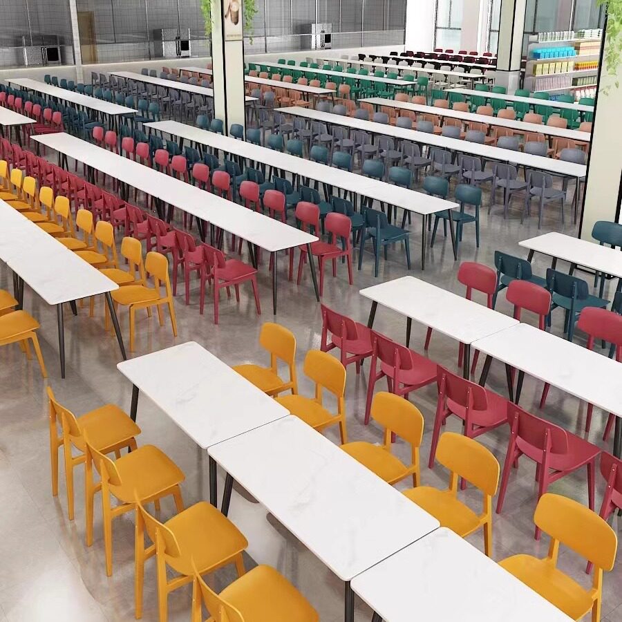 学校员工食堂小吃快餐店餐馆岩板桌椅商用面馆饭堂咖啡餐厅餐桌椅