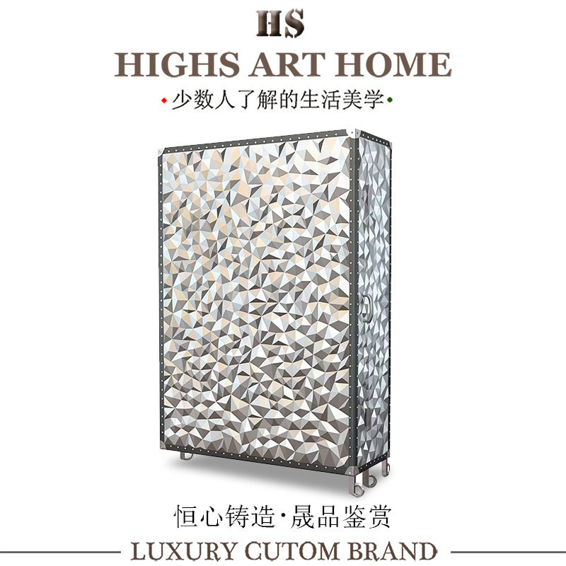 HIGHS创意奢华几何金属梳妆台大平层卧室家用带镜高档艺术化妆台