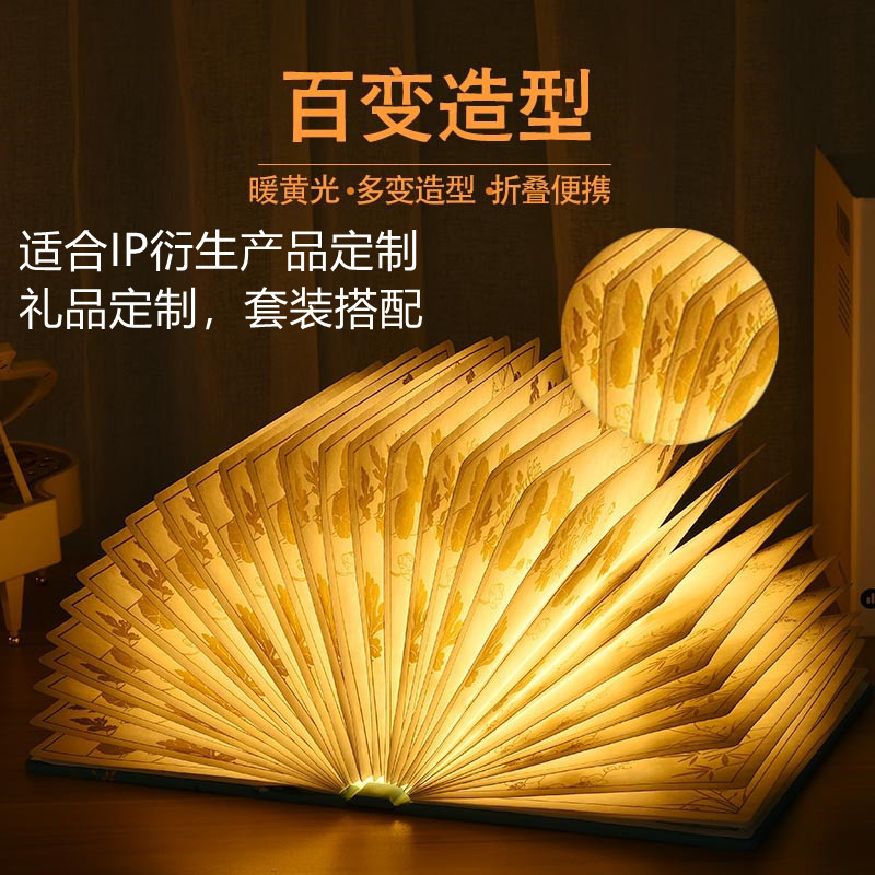 德国2026新款MH海错图同款书灯创意USB充电小夜灯花海折叠书本灯