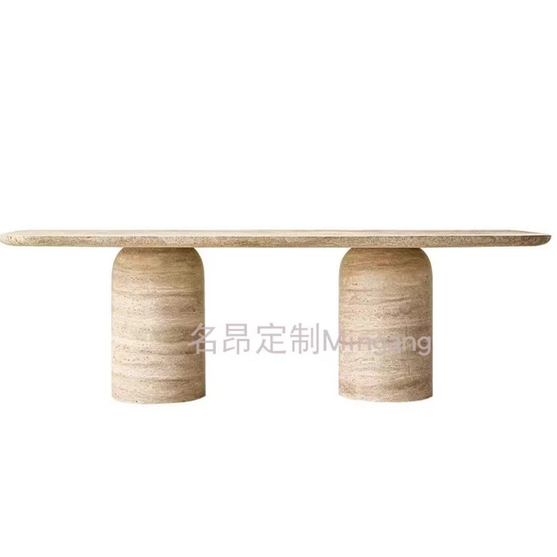 北欧轻奢设计师款洞石餐桌椅