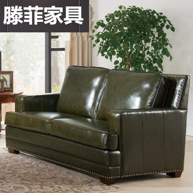 新古典美式做旧皮革沙发
