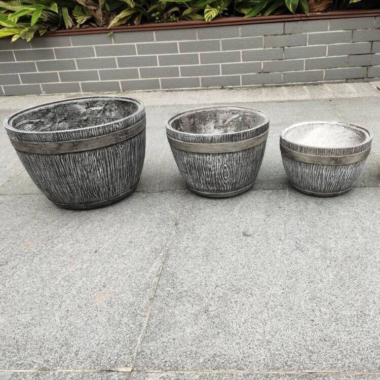 水桶造型小尺寸花盆轻便耐用菱镁水泥花盆装饰种植树木花箱