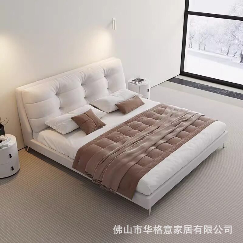 意式简约轻奢布艺云朵双人床