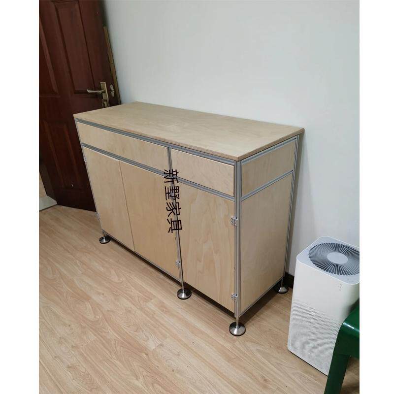 铝型材可移动家庭咖啡角餐边柜实木水吧台一体储物柜置物柜文件柜