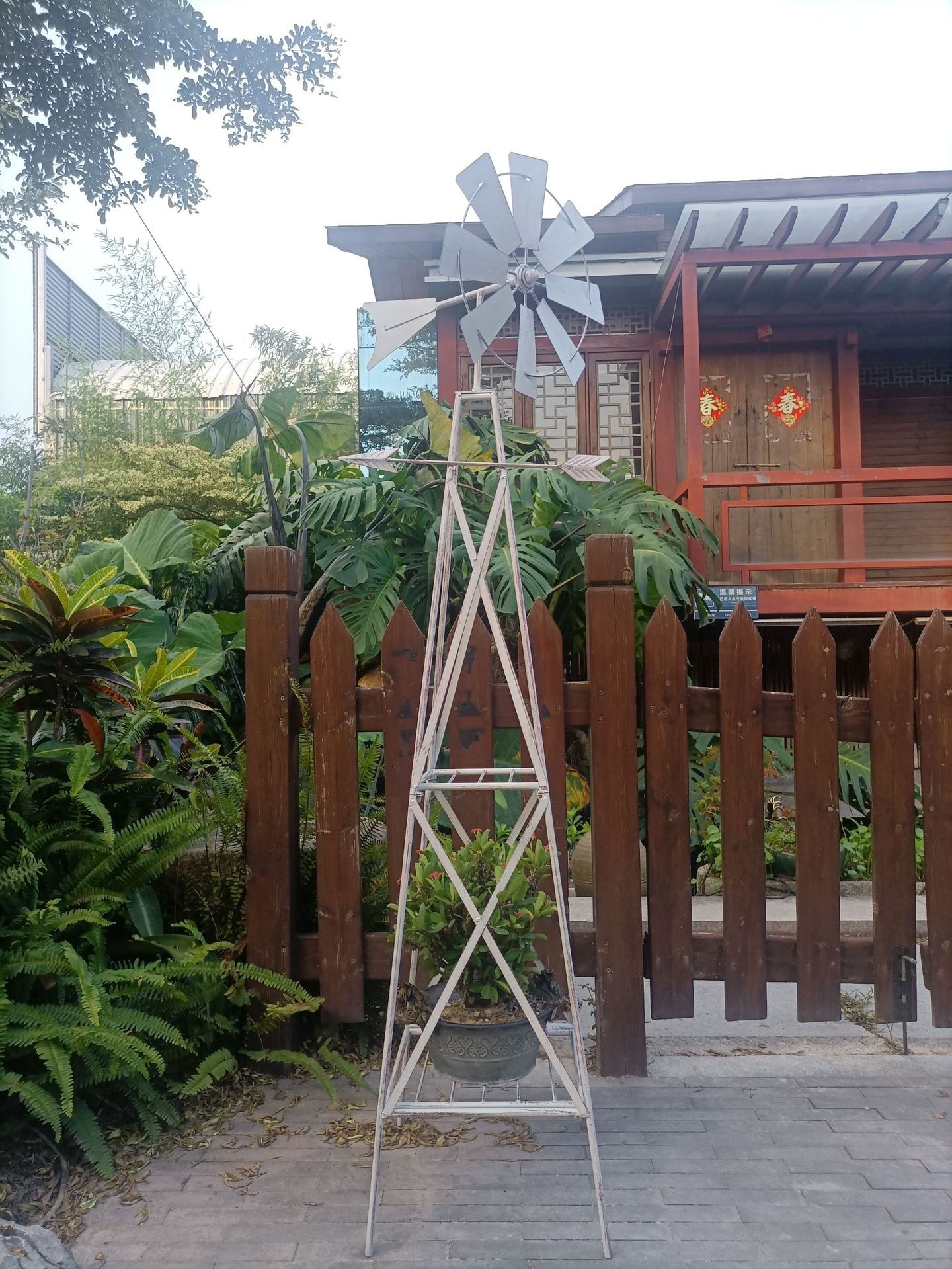 亚马逊爆款铁艺创意风车多层花架花园庭院阳台绿植爬藤架园艺杂货