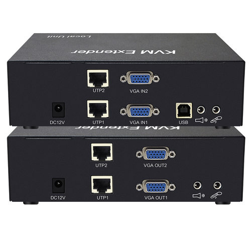 双路KVM高清视频VGA延长器USB2.0双向音频传输HDbaseT