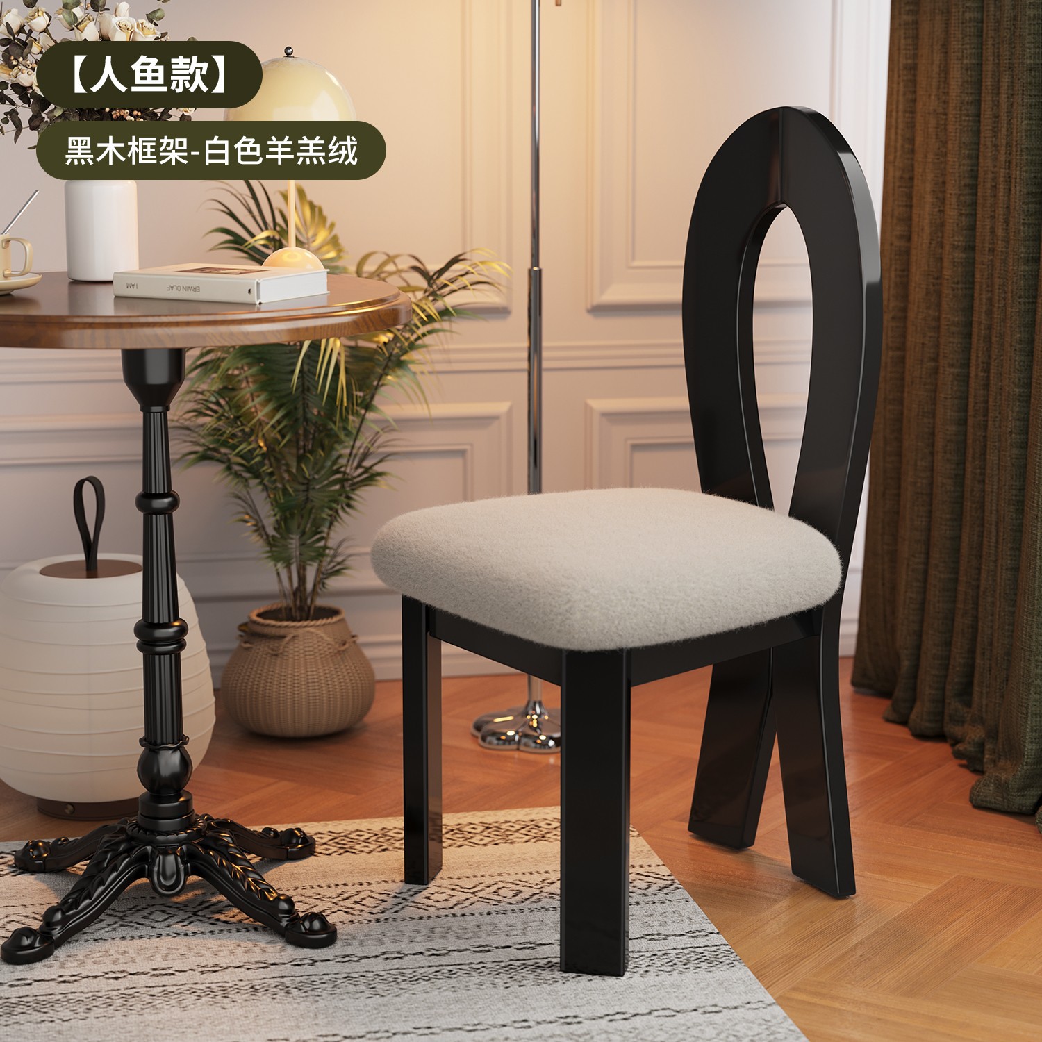 中古风木质高靠背餐椅家用民宿