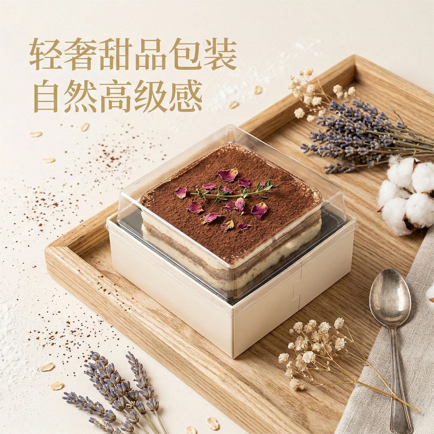 提拉米苏盒子网红欢喜四拼蛋糕包装盒轻奢烘焙甜品方形木质打包盒