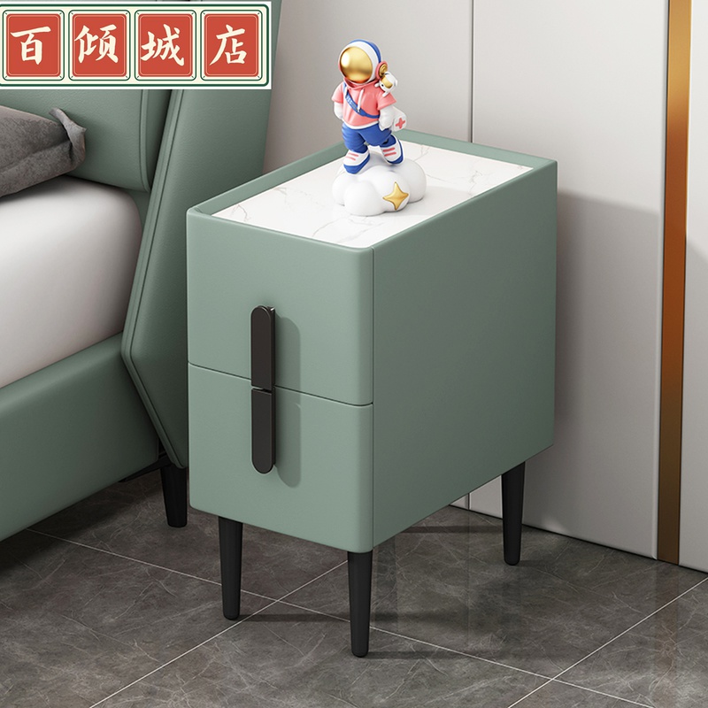 速发床头柜实木型5柜m简约迷你收纳c小25m高轻奢岩板超窄床边柜