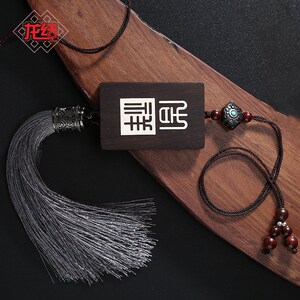 速发新品S银吉祥苏檀木流黑车挂纯手工制作平吉安祥车饰车挂