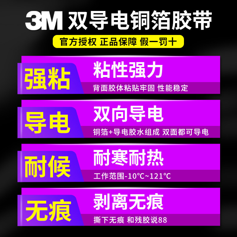 速发1181导电铜箔胶带双导铜箔胶带双面导电双导电铜箔纸单面胶