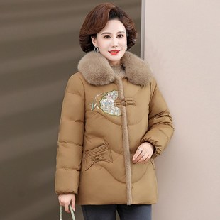 速发中年妈妈冬装棉绒加厚加衣洋气羽绒棉气中老年装服质保暖棉袄