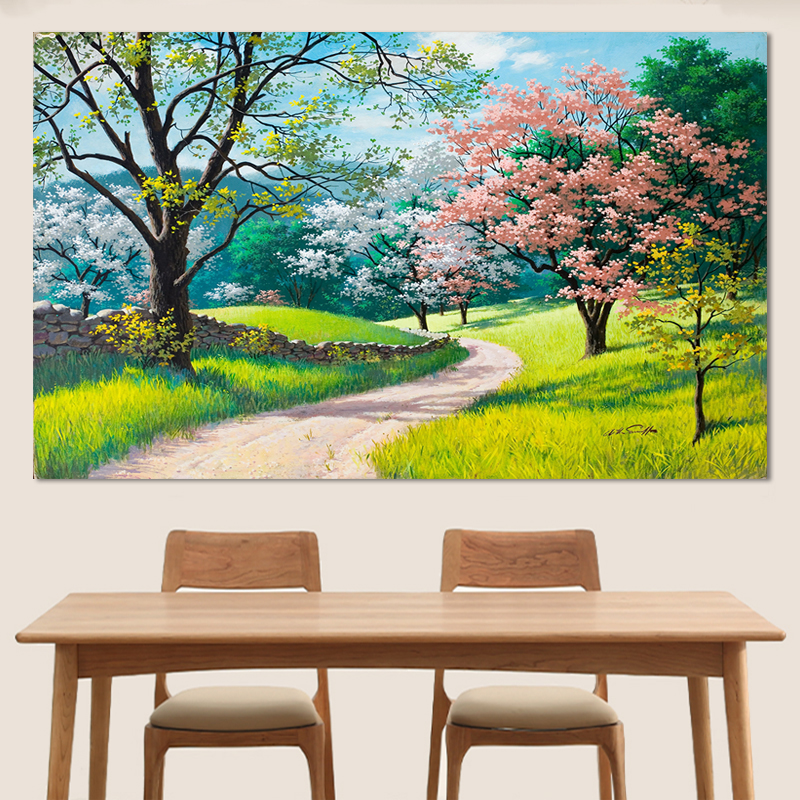 现货速发餐厅自粘油画背景墙装饰画防水带胶墙纸贴画简约客厅壁画图片