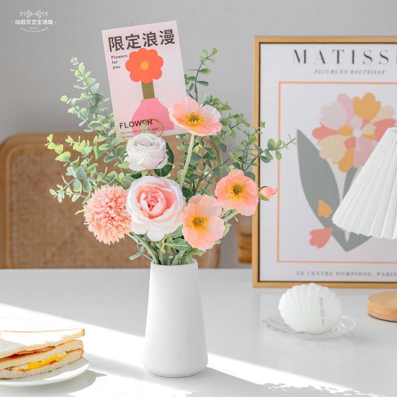 速发风绢花设花花摆假干花花装家居客厅束饰用品餐桌花艺摆件