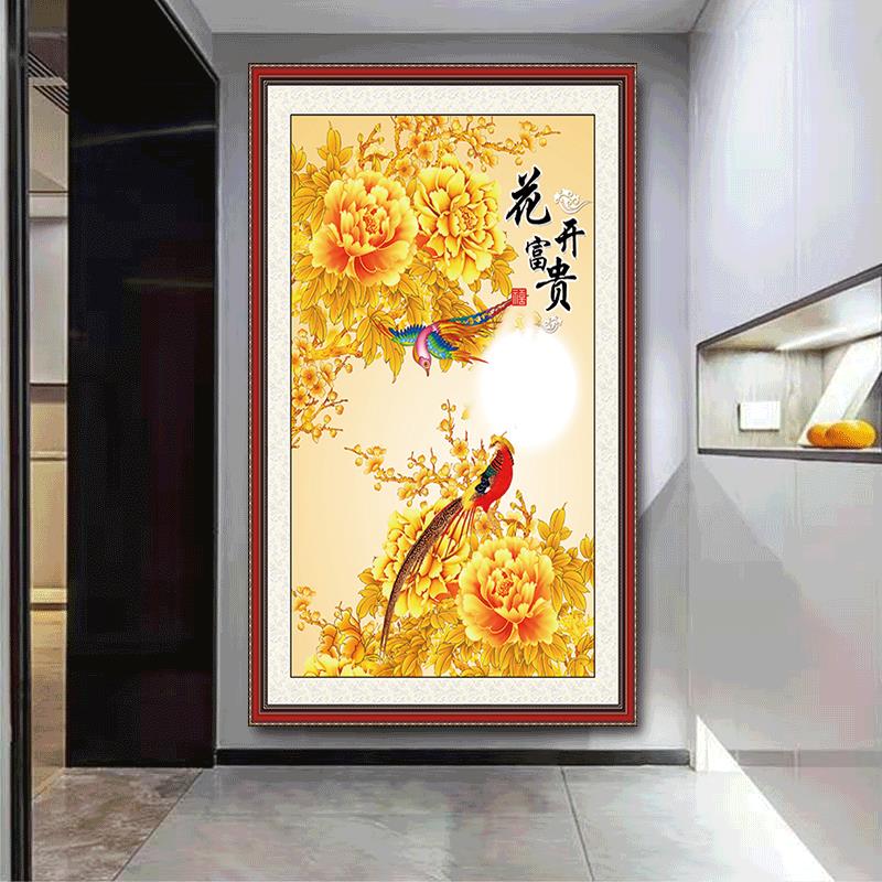 速发客厅牡丹花开富贵自黏贴画沙发背景竹报平安装饰画壁纸贴纸墙