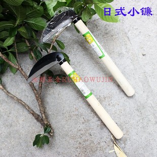 速发农用日式小镰刀折叠割草刀家用镰刀全刀除草镰木柄割菜钢具包
