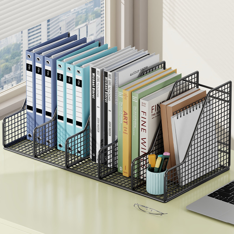 速发文金架学公桌面文件夹收纳书架文件筐置物架办公室桌面收纳盒