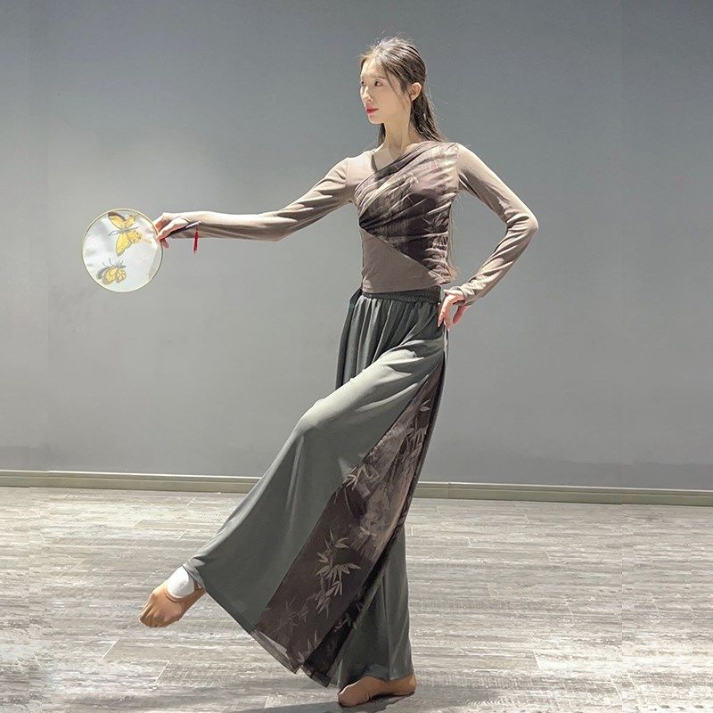 速发古国舞服中典式画舞蹈阔腿裤新中墨民族舞蹈演出服舞裤