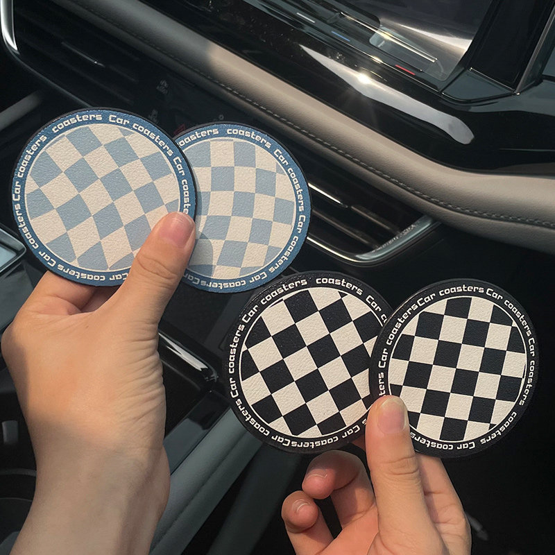 速发汽车杯垫创意格子储物槽垫子车内装饰用品车载置物垫水杯垫防