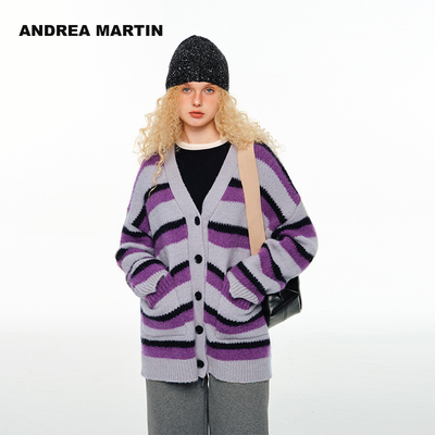 【张含韵&徐梦洁同款】ANDREA MARTIN冬新款马海毛绵羊毛开衫