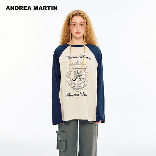 AndreaMartin拼色长袖防晒T恤