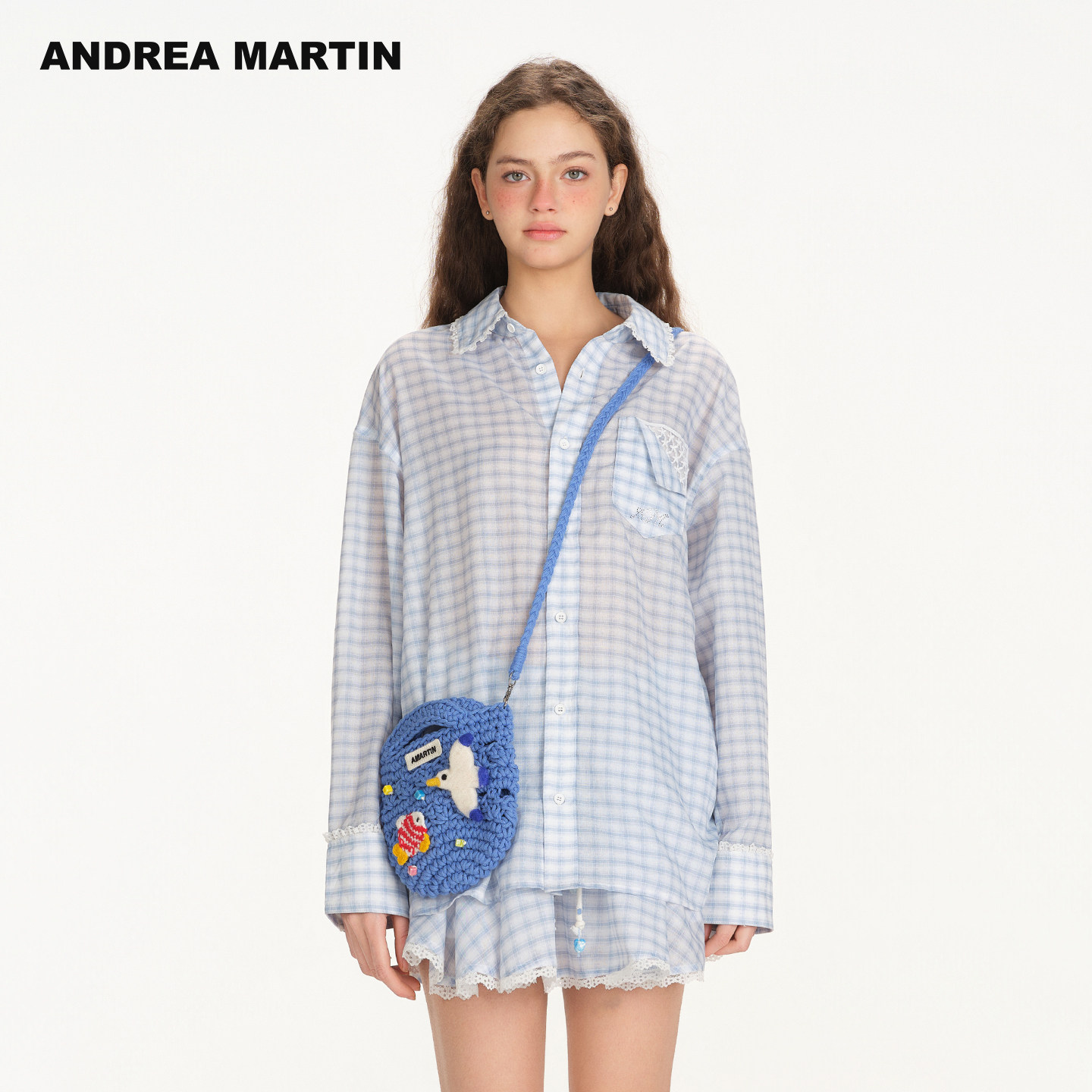【田曦薇同款】ANDREA MARTIN2026夏新款钩织趣味海鸥手提单肩包