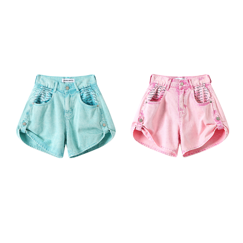 ANDREAMARTIN雪花logo牛仔短裤