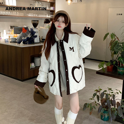 灯芯绒拼接绗线羽绒服