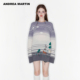 向涵之同款 ANDREA MARTIN秋季 新款 羊毛条纹渐变毛衣女针织衫