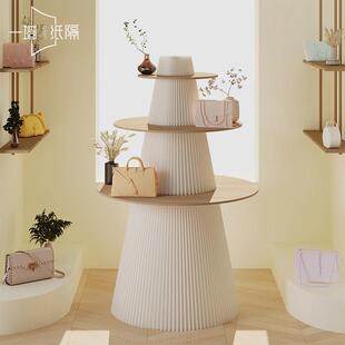 纸质展台展示架橱窗落地多层展示台货品陈列架展会摆台中岛流水台